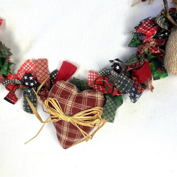 2 rag Tie Garland Snowman Winter Country Christmas - Picture 8 of 12